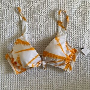 Orange and White Tie-Dye Bikini top